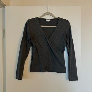 Frank & Oak Crossover Wrap Long Sleeve Top
